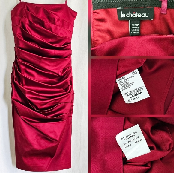 🇨🇦 Le Chateau Strapless Red Satin Dress - Picture 7 of 16